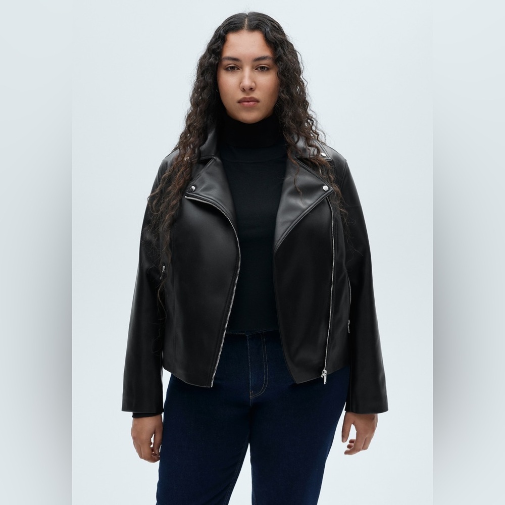 Mango Leather Effect Biker Jacket - image 1
